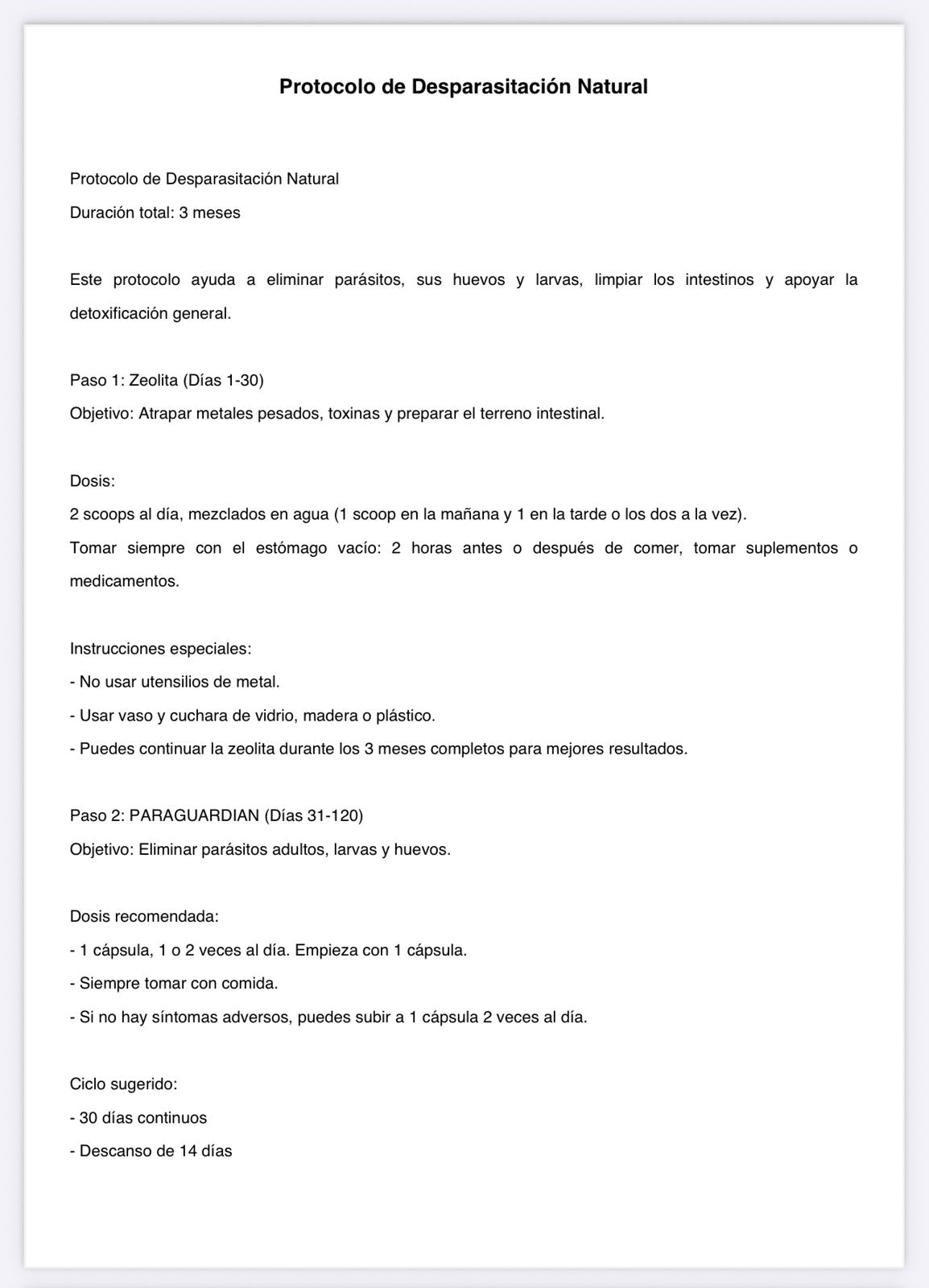 Protocolo de Desparasitación Natural
