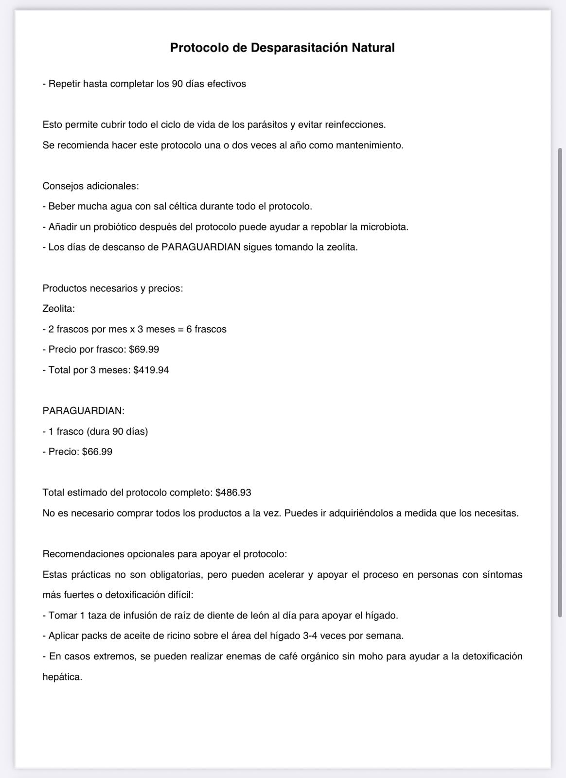 Protocolo de Desparasitación Natural