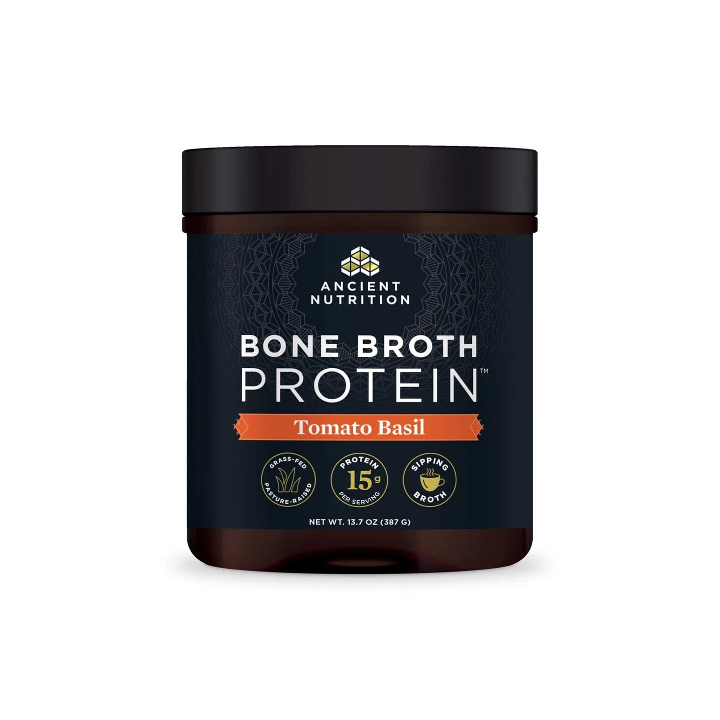 Ancient Nutrition Bone Broth Protein 13.7 oz - Sabor Único a Tomate y Albahaca | ProHealth Shop [Panamá]