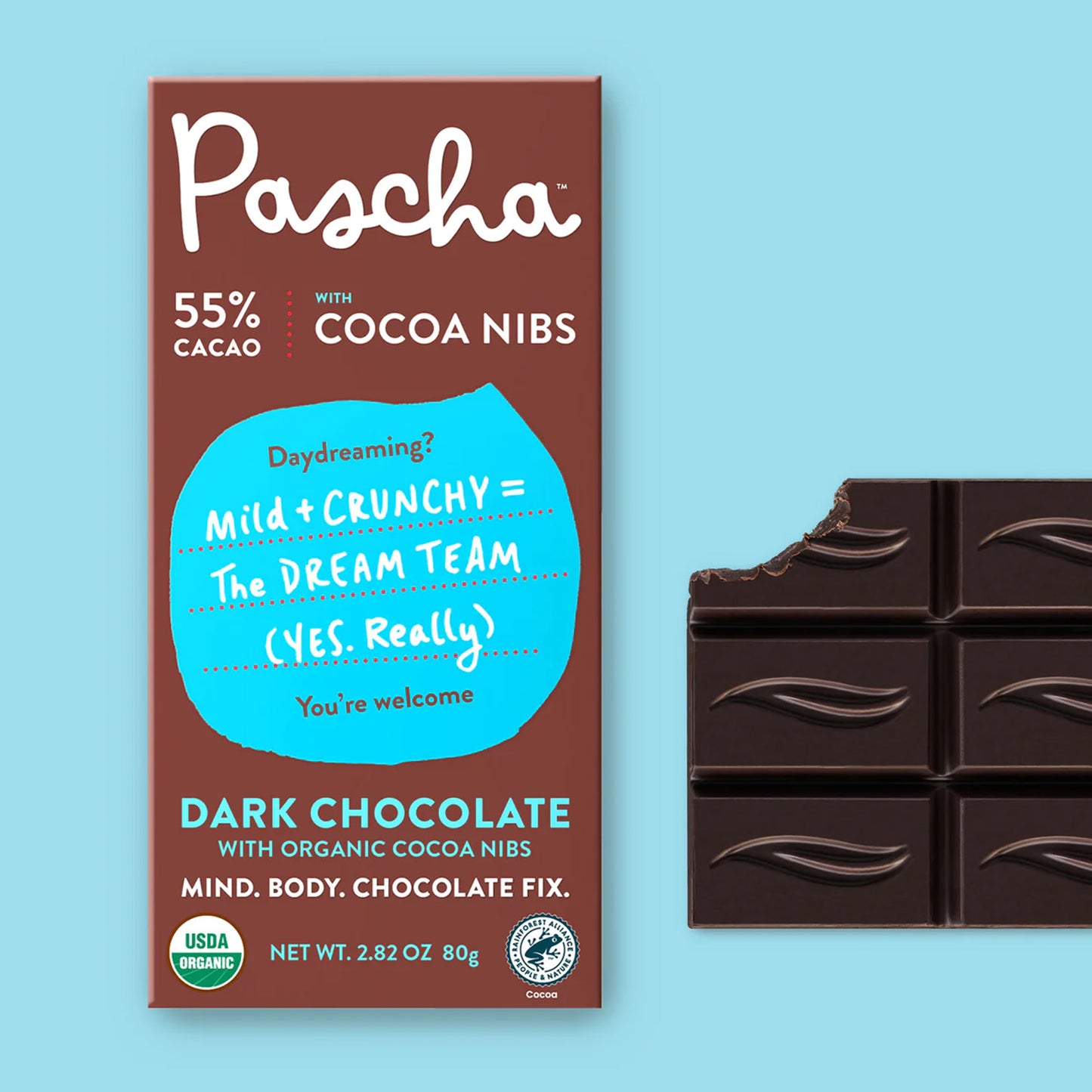 Pascha Organic Vegan Dark Chocolate Bar with Cocoa Nibs: Textura Crujiente y Sabor Intenso | ProHealth Shop [Panamá]