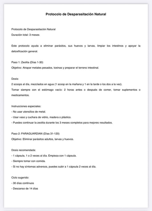 Protocolo de Desparasitación Natural