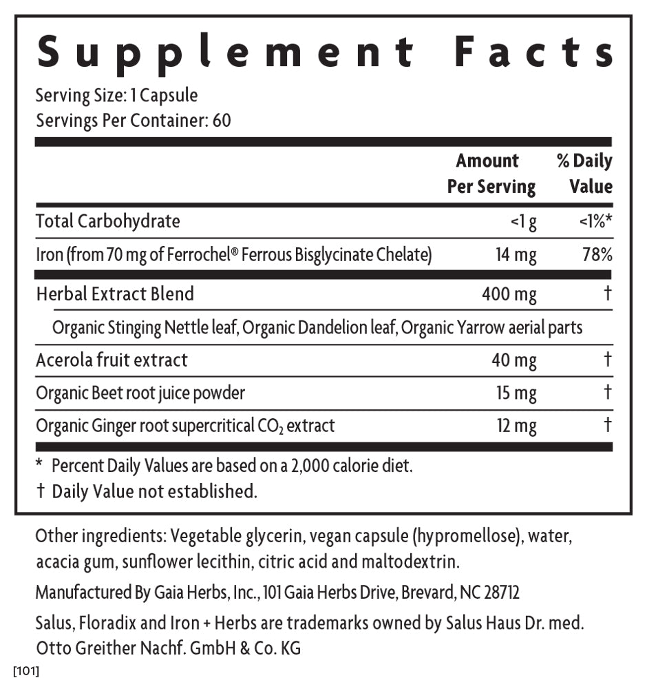 Floradix® Iron & Herbs LP Caps - 60 ct